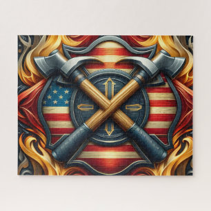 Puzzle Hacha de Bombero Bandera Americana