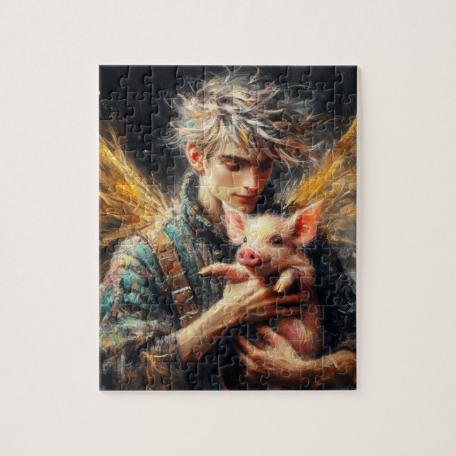 Puzzle Hada con cerdito bebé (Vertical)