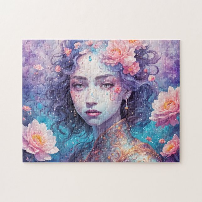 Puzzle Hada de las Flores con Cabello Azul (Horizontal)