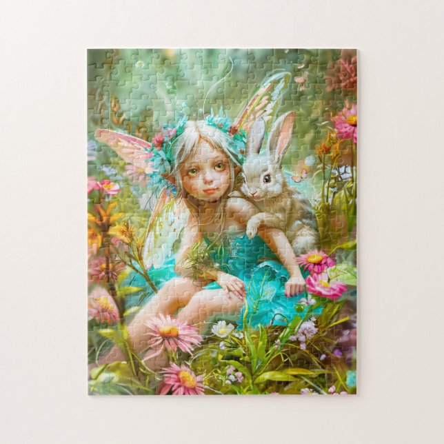 Puzzle Hada de las Flores y Conejo Suave (Vertical)