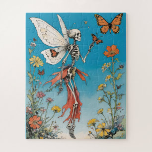 Puzzle Hada de mariposa de Skeleton con flores silvestres