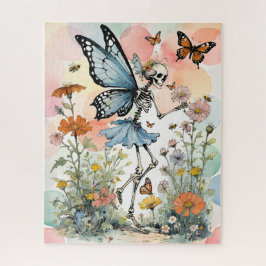 Puzzle Hada de mariposa de Skeleton con flores silvestres