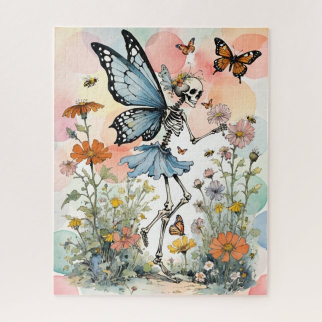 Puzzle Hada de mariposa de Skeleton con flores silvestres (Vertical)
