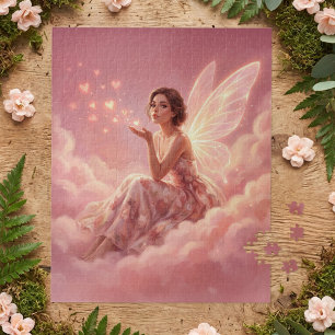Puzzle Hada de San Valentín en Nubes Rosadas Arte de Fant