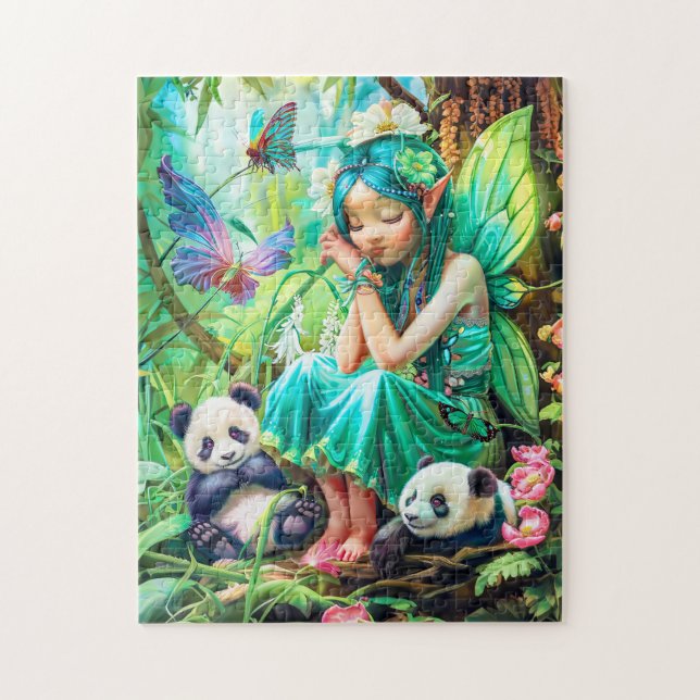 Puzzle Hada del Bosque con Pandas Suaves (Vertical)
