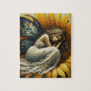 Puzzle Hada dormida en un girasol