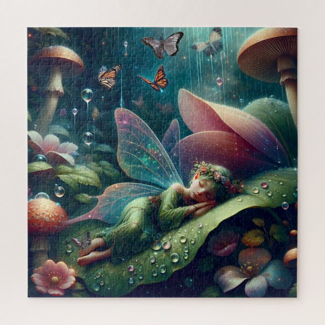 Puzzle Hada durmiendo en un hongo | En blanco (Vertical)