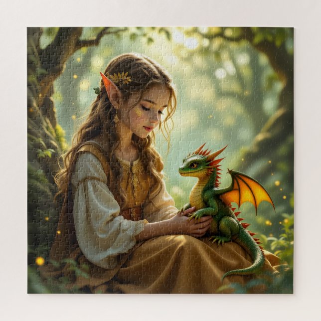 Puzzle Hada Elfa Encantada y Dragón (Vertical)