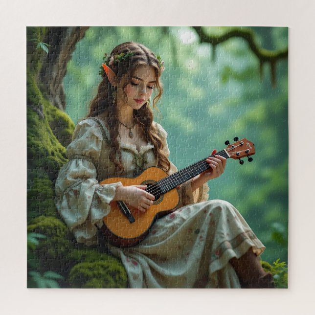 Puzzle Hada élfica encantada tocando el ukelele (Vertical)