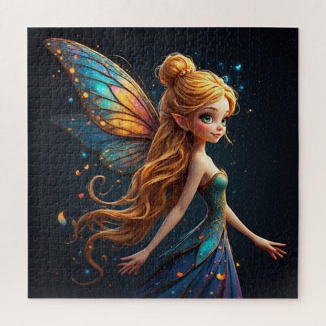 Puzzle Hada encantadora con alas coloridas (Vertical)