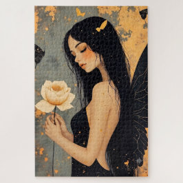 Puzzle Hada Gótica con Alas Blancas y Rosa