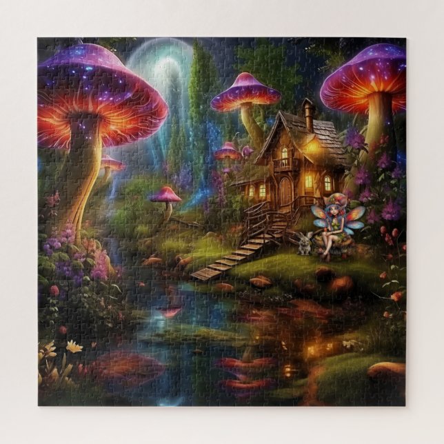 Puzzle Hada Hermosa en su Hogar del Bosque (Vertical)
