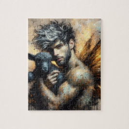 Puzzle Hada masculina con cordero negro