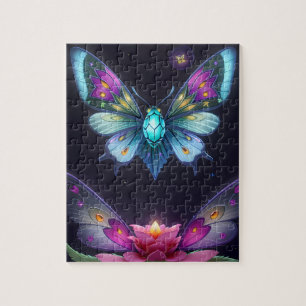 Puzzle Hada mística iluminada por luna en un jardín encan