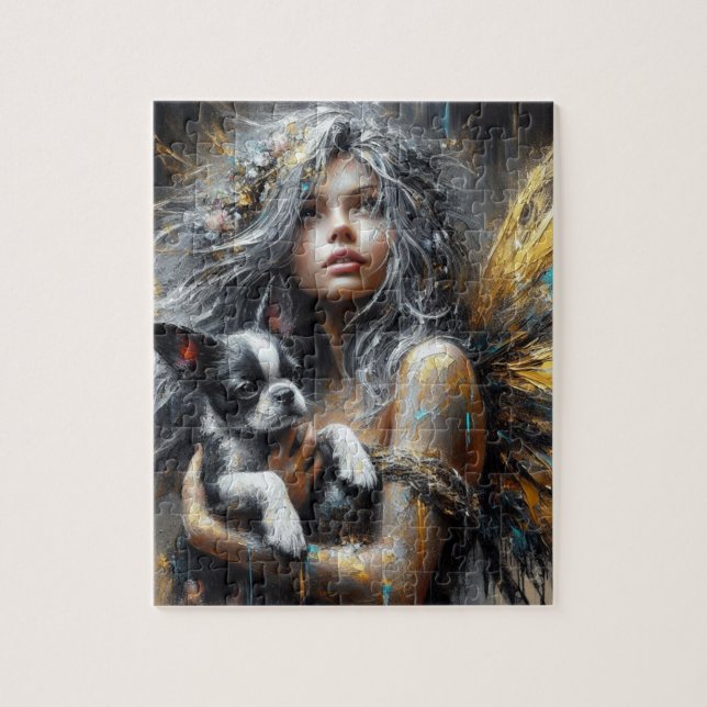 Puzzle Hada y una cachorra de Boston terrier (Vertical)