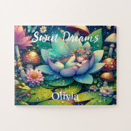 Puzzle Hadas durmiendo en un cuento de flores personaliza
