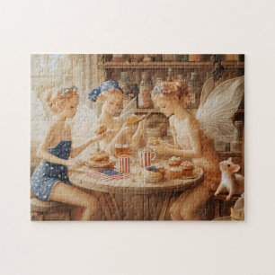 Puzzle Hadas patrióticas del 4 de julio en una cocina Cot