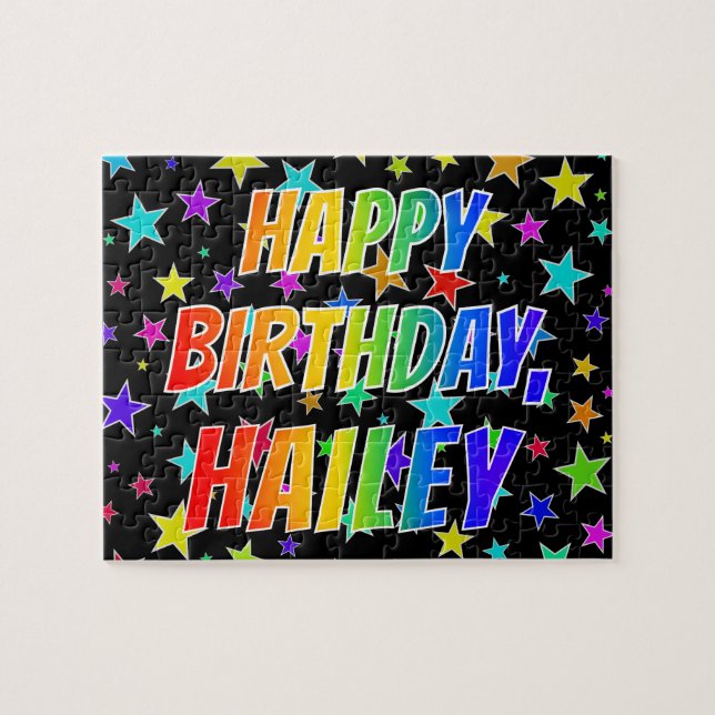 Puzzle "HAILEY" Nombre, Diversión "FELIZ CUMPLEAÑOS" (Horizontal)