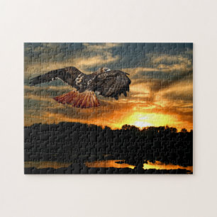Puzzle Halcón de cola roja al atardecer