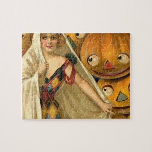 Puzzle Halloween antiguo Jack O Lantern Costume mujer