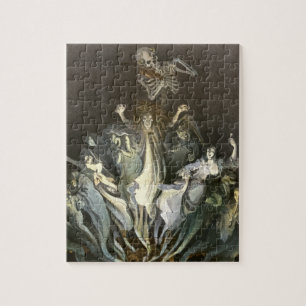 Puzzle Halloween Antiguo, Violinista Esqueleto y Fantasma