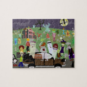 Puzzle Halloween atormentado ilustró a Graveyard Fiesta