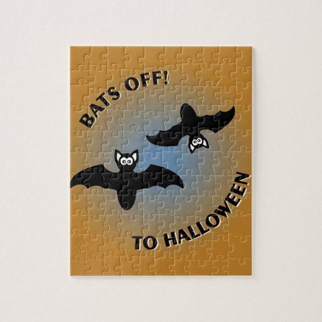 Puzzle Halloween Bats Naranja Azul (Vertical)