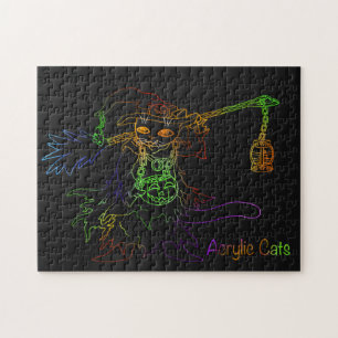 Puzzle Halloween Black Cat Witch