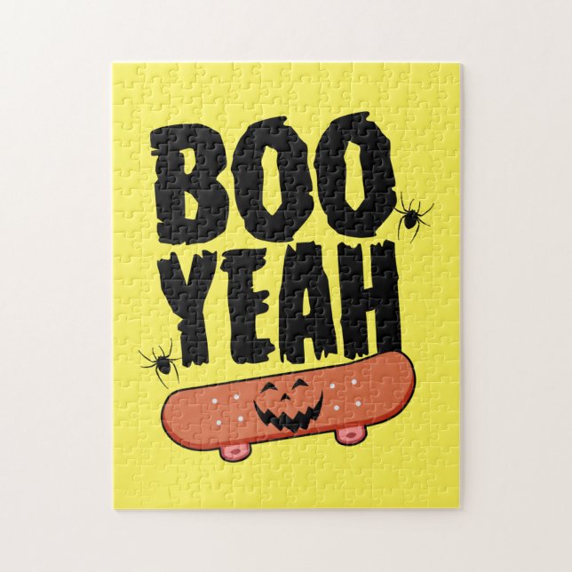 Puzzle Halloween Boo Yeah Skateboard Cumpleaños (Vertical)