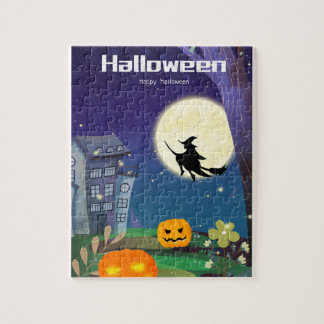 Puzzle Halloween Calabaza Castillo Bruja