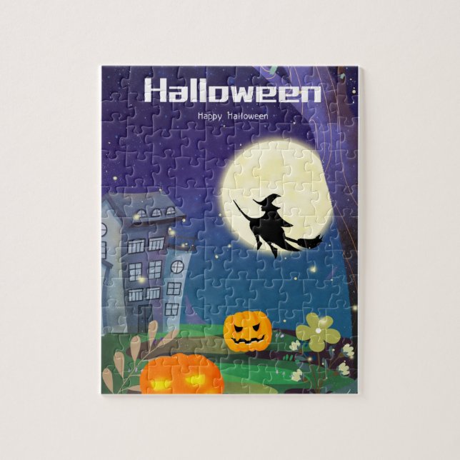 Puzzle Halloween Calabaza Castillo Bruja (Vertical)