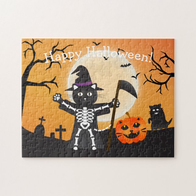 Puzzle Halloween Cat Grim Reaper (Horizontal)