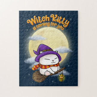 Puzzle Halloween Cat Witch Kitty