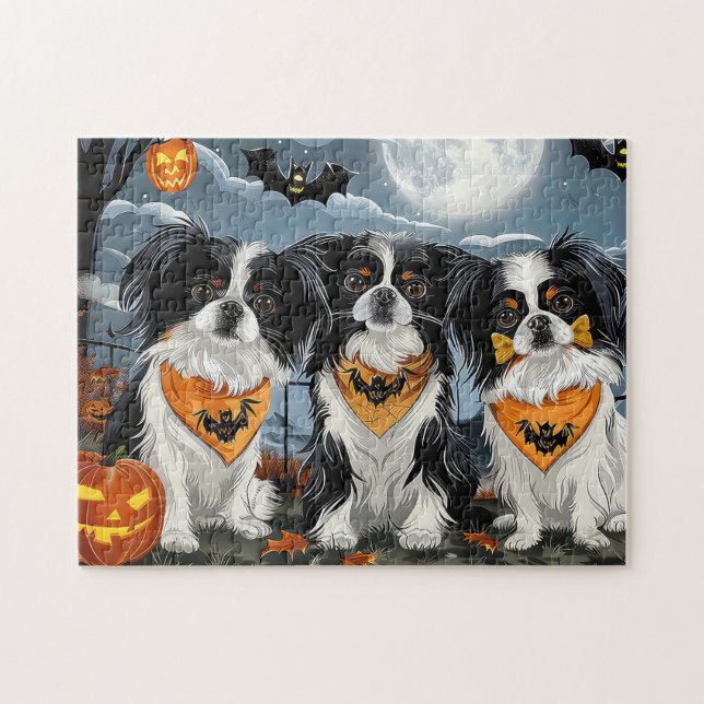 Puzzle Halloween Chin Japonés Tocante (Horizontal)