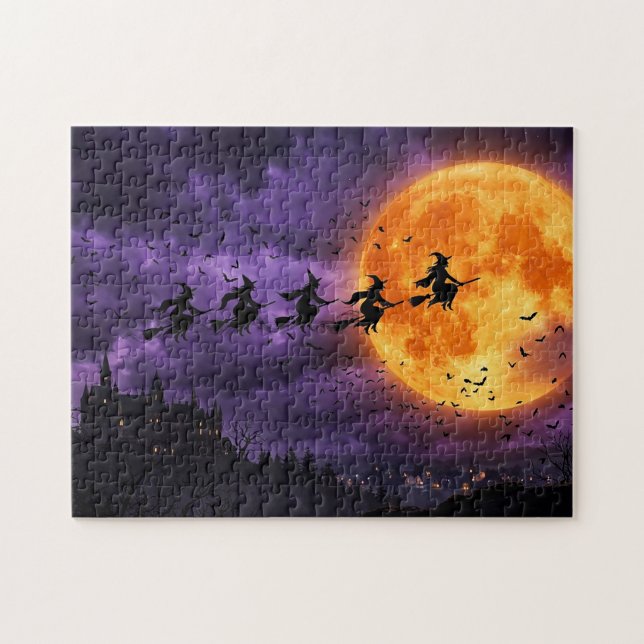 Puzzle Halloween con Luna y Bruja (Horizontal)