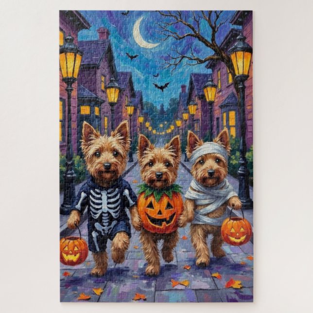 Puzzle Halloween Dandie Dinmont Terrier Trick-or-Treating (Vertical)