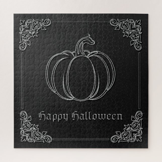 Puzzle Halloween de calabaza de plata (Vertical)