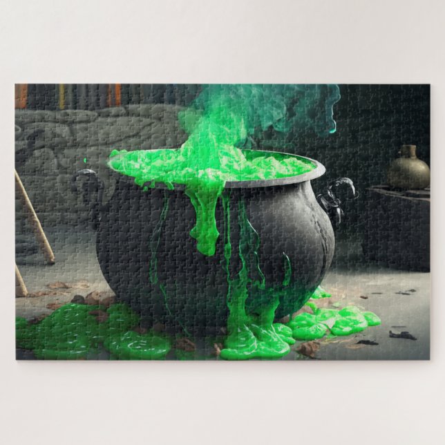 Puzzle Halloween de Cauldron, una bruja torpe (Horizontal)