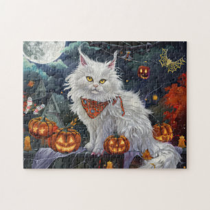 Puzzle Halloween de gatos angora turca espeluznante