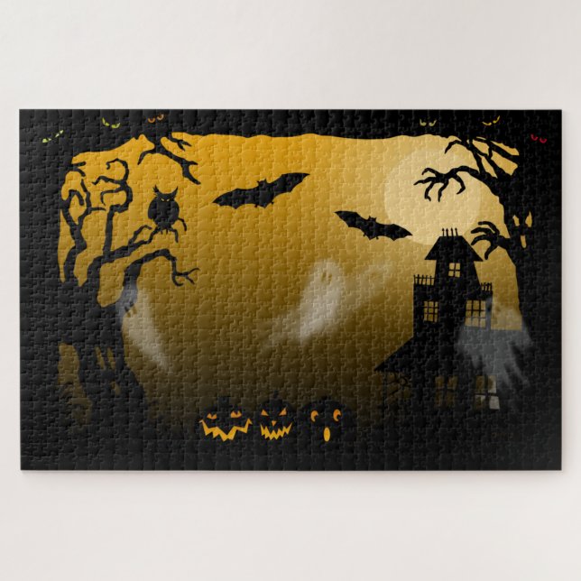 Puzzle Halloween de la casa embrujada (Horizontal)