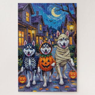 Puzzle Halloween de truco o tratamiento de perros en Mala