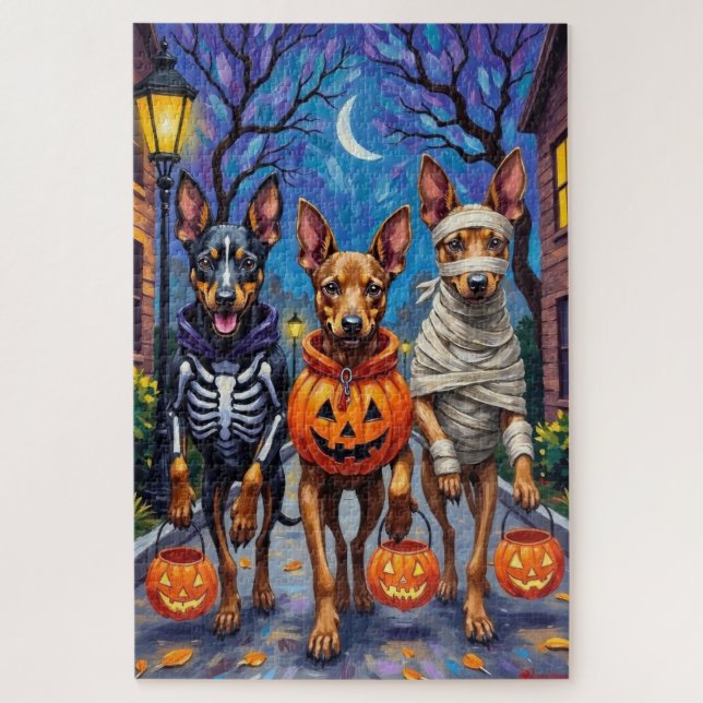 Puzzle Halloween de truco o tratamiento de perros malines (Vertical)