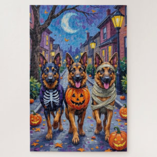 Puzzle Halloween de truco o tratamiento de perros pastore