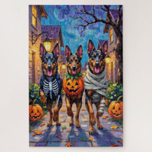 Puzzle Halloween de truco o tratamiento de perros pastore