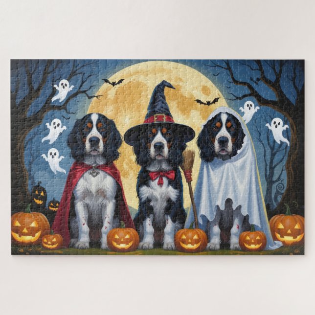 Puzzle Halloween es divertido para los perros que se prep (Horizontal)