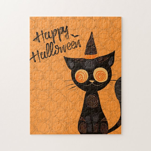 Puzzle Halloween/gato/calabaza/otoño (Vertical)