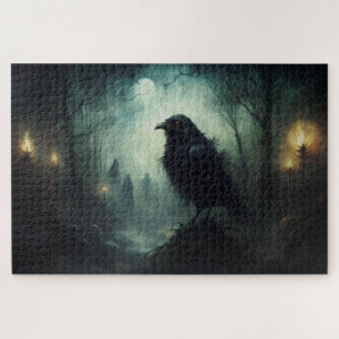Puzzle Halloween gótico espeluznante cuervos