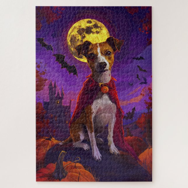 Puzzle Halloween Jack Russell Vampiers Pumpkins Scary (Vertical)