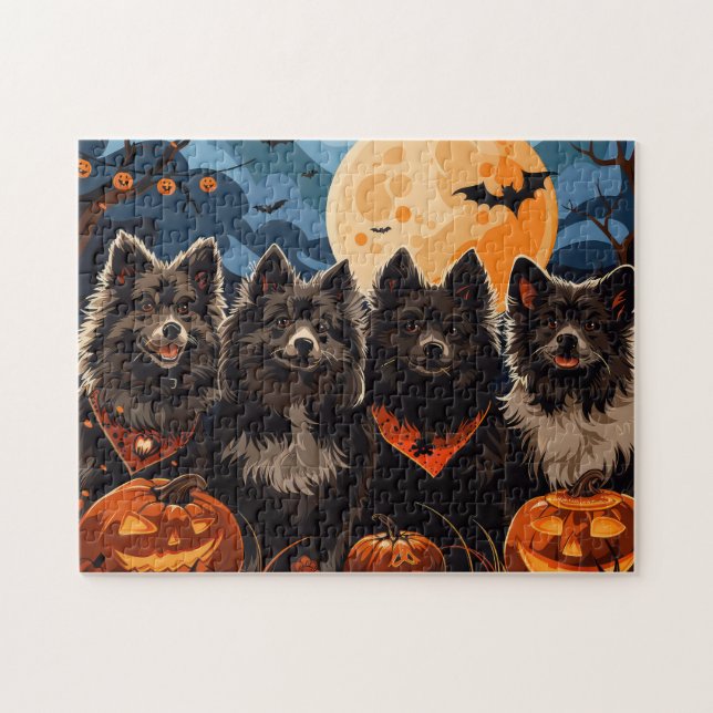 Puzzle Halloween Lapphund finlandés Spooky (Horizontal)