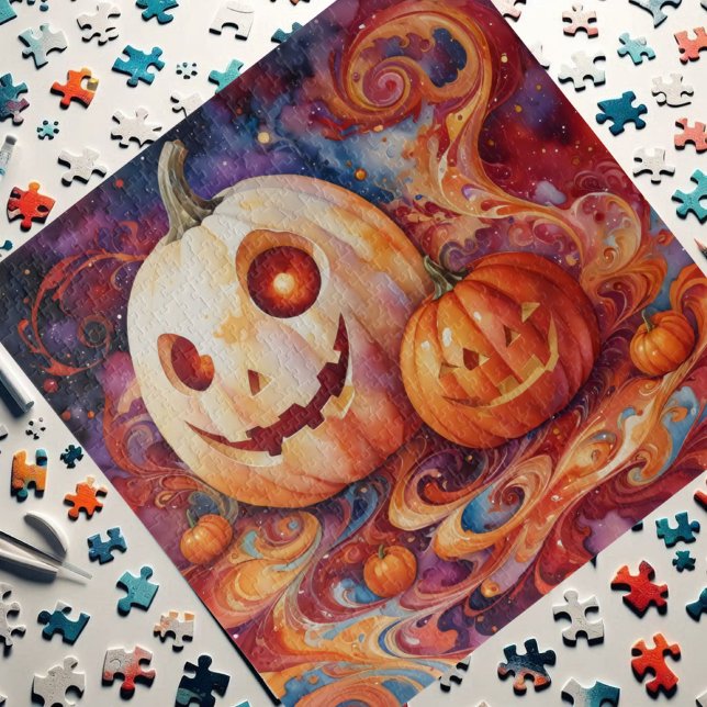 Puzzle Halloween Magic: Bañeras y calabazas brillantes (Subido por el creador)